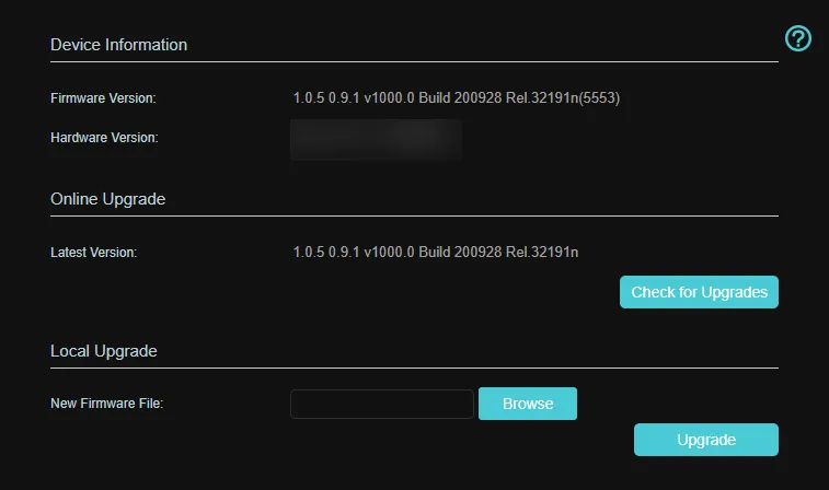 Màn hình cập nhật firmware router TP-Link, minh họa việc cập nhật bảo mật định kỳ cho thiết bị mạng.