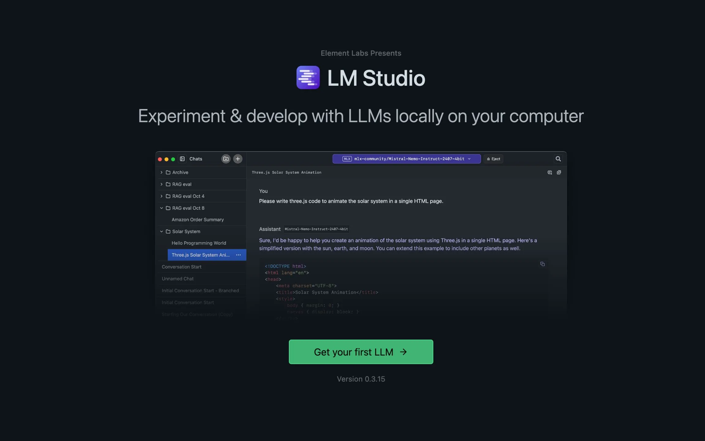 Màn hình chào mừng của LM Studio hướng dẫn người dùng cách chạy mô hình ngôn ngữ lớn LLM cục bộ trên thiết bị