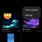Màn hình chính của Samsung Studio trên điện thoại Galaxy, hiển thị các dự án video.