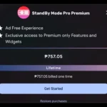 Màn hình giao diện gói nâng cấp Premium của ứng dụng StandBy Mode Pro, hiển thị lựa chọn mua trọn đời.