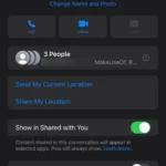 Màn hình iPhone hiển thị tùy chọn "Rời khỏi cuộc trò chuyện này" trong nhóm iMessage.