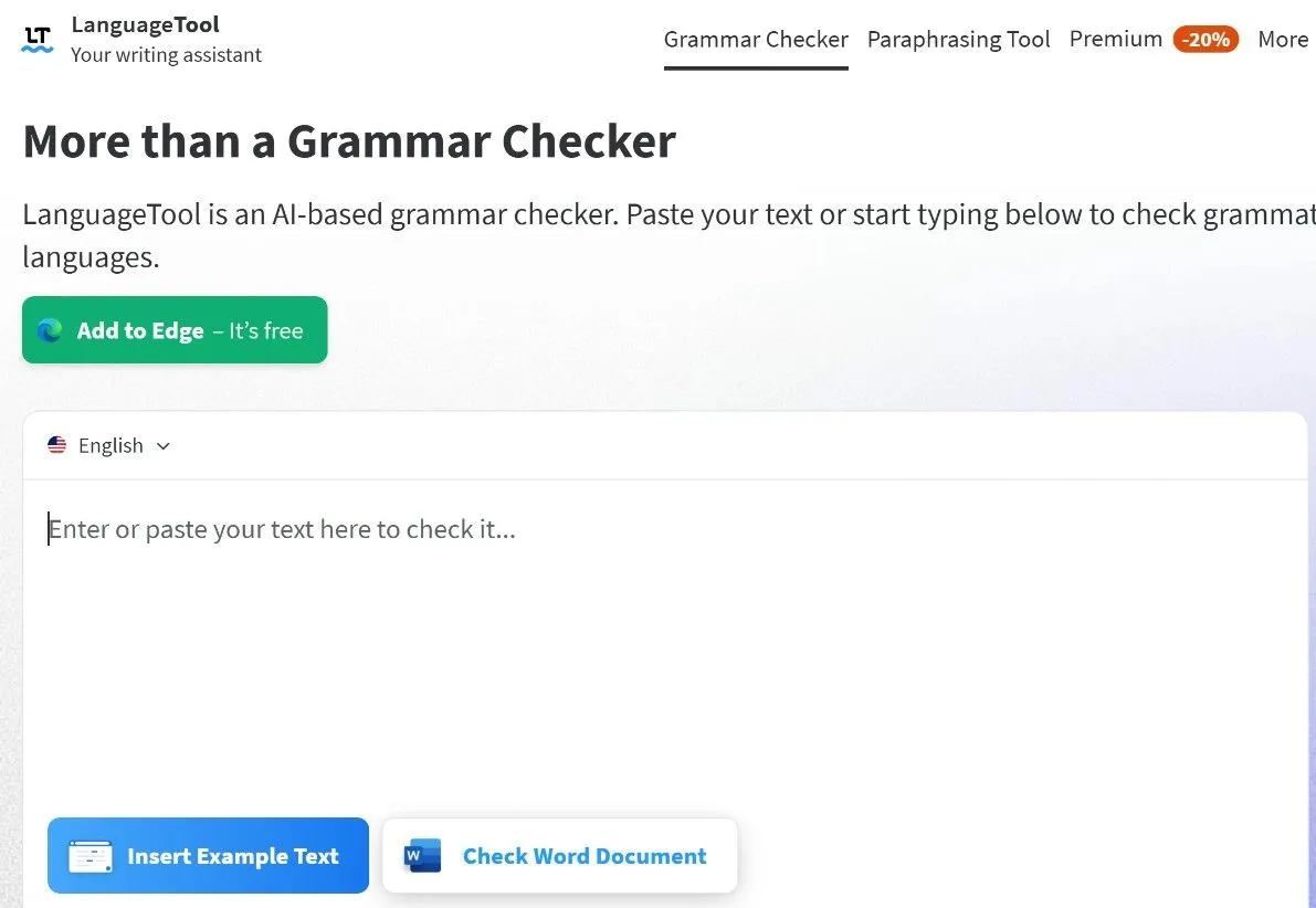 Màn hình LanguageTool trên trình duyệt web chỉ ra lỗi chính tả và gợi ý sửa chữa