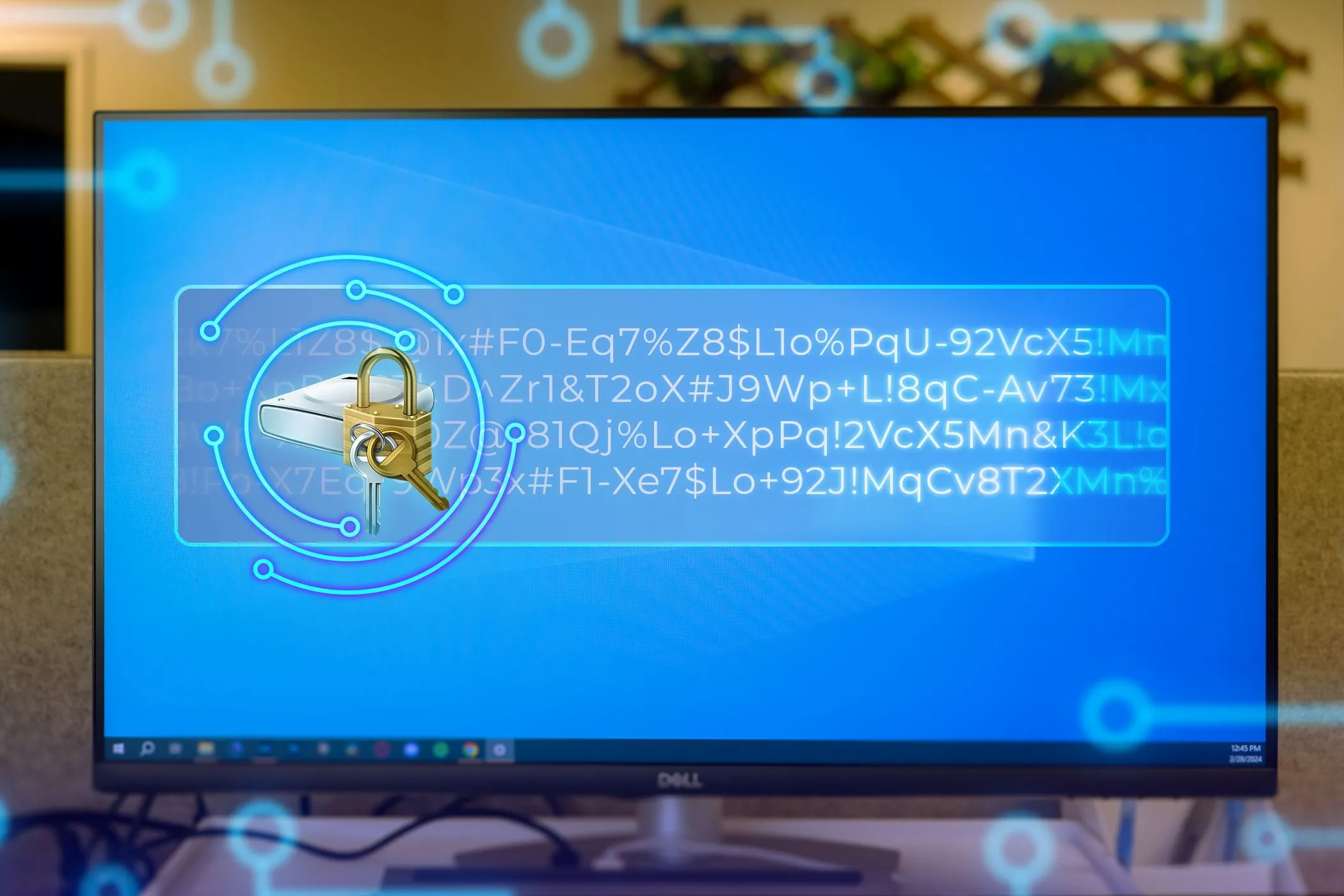 Màn hình máy tính với biểu tượng BitLocker trên Windows 11