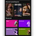 Màn hình tab Tìm kiếm của ứng dụng Spotify trên iPhone, hiển thị giao diện người dùng để bắt đầu tìm kiếm