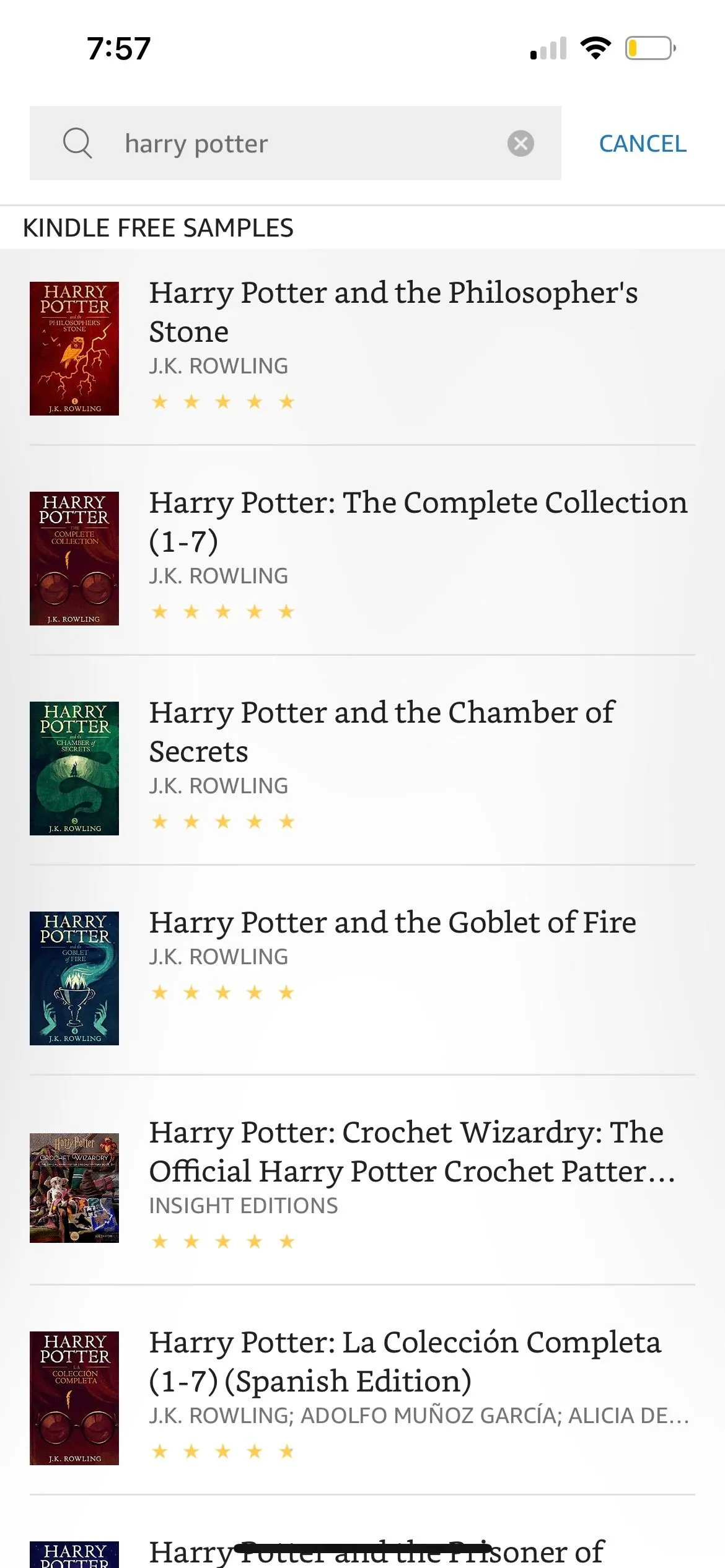 Màn hình tìm kiếm sách trong ứng dụng Amazon Kindle, cho phép người dùng dễ dàng khám phá và truy cập thư viện Kindle của mình.