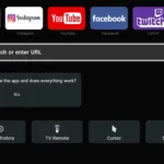 Màn hình ứng dụng trình duyệt "Browser" được mở trên Smart TV với giao diện thân thiện, dễ điều hướng.