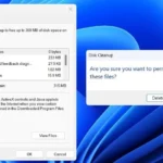 Màn hình xác nhận xóa các tệp tạm thời trong công cụ Disk Cleanup của Windows