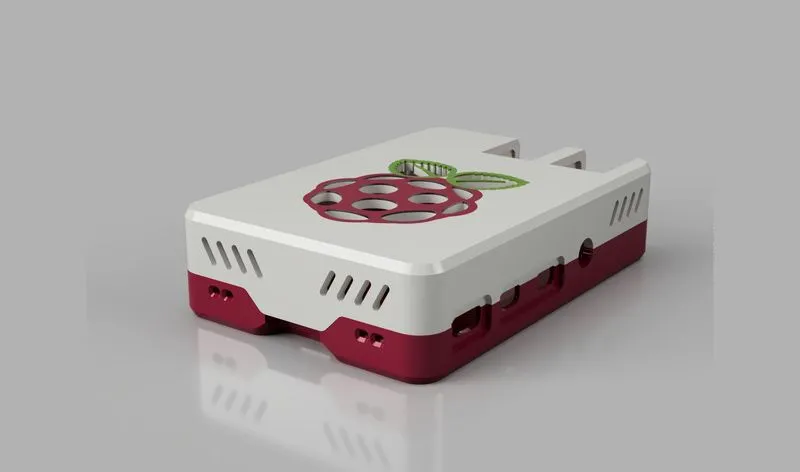 Mẫu vỏ Raspberry Pi không vít được thiết kế 3D, minh họa ứng dụng thiết kế trên Pi 5