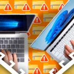 Máy tính xách tay Windows 10 và Windows 11 cùng nhiều biểu tượng tệp nén bị cảnh báo trong nền
