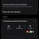 Menu Bảo mật và quyền riêng tư trên Samsung