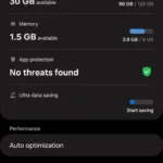 Menu Chăm sóc thiết bị Samsung One UI