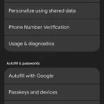 Menu dịch vụ Google trong cài đặt Android để quản lý quảng cáo.
