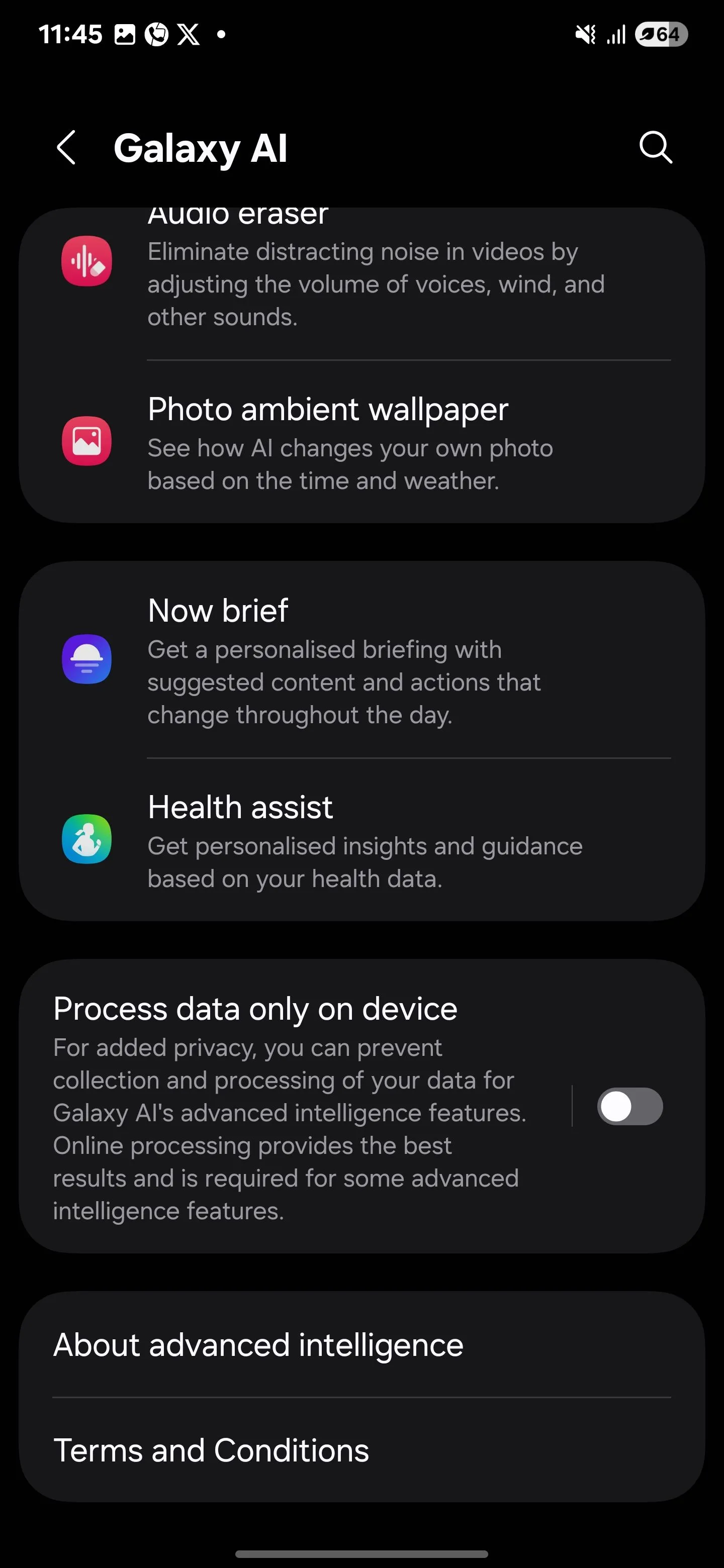 Menu Galaxy AI trong phần Cài đặt điện thoại Samsung S25 Ultra