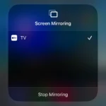 Menu phản chiếu màn hình iPhone trong Control Center với tùy chọn Apple TV