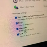 Menu Power Options trên Windows hiển thị các tùy chọn quản lý năng lượng