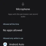 Menu quyền truy cập micro trên Android
