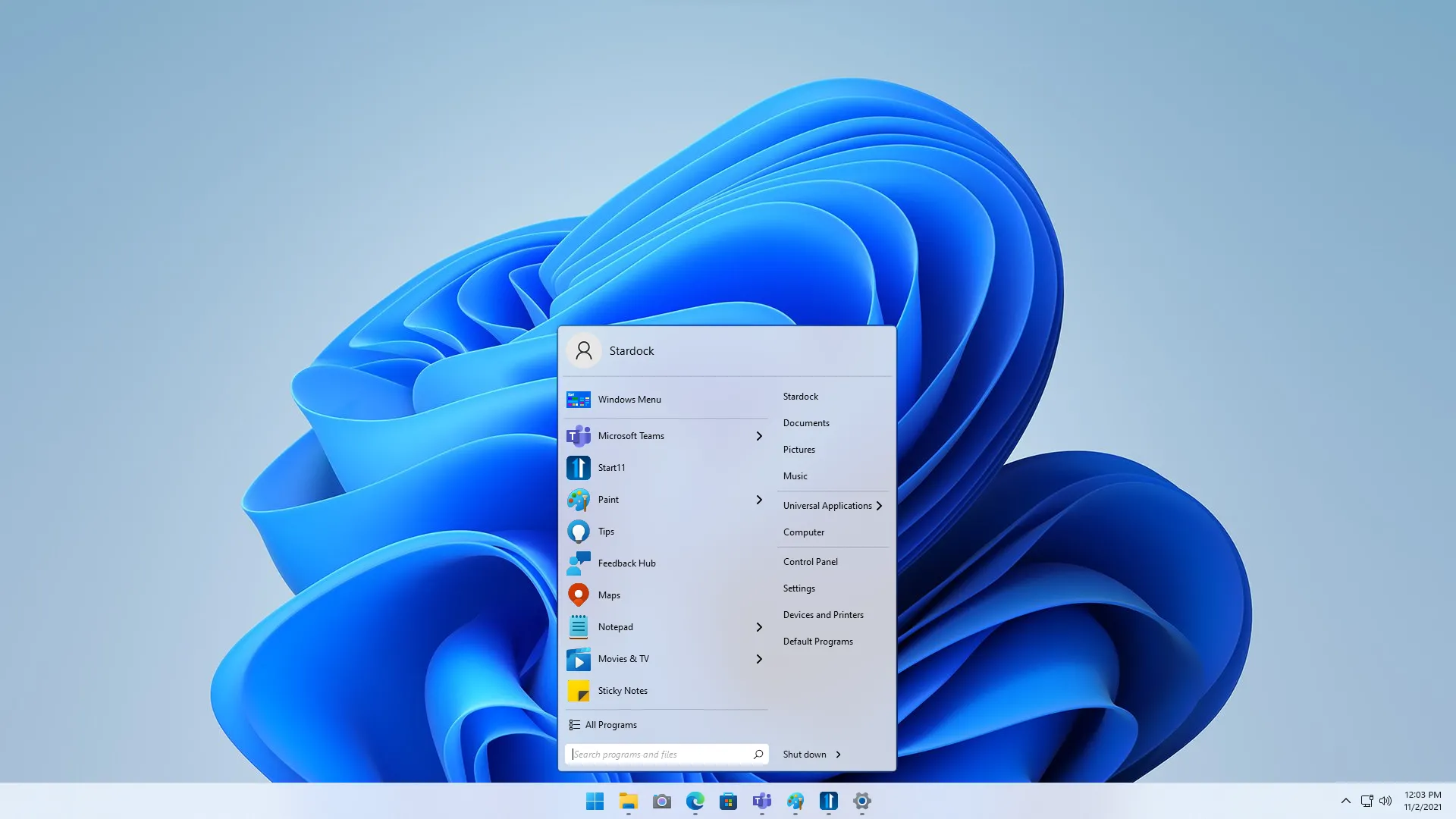 Menu Start của Windows 11 được tùy biến bằng Start11, mang phong cách cổ điển hoặc hiện đại theo lựa chọn của người dùng.