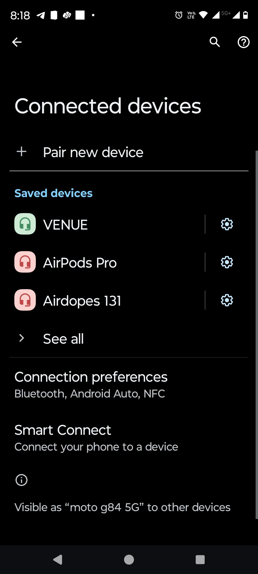Menu Thiết bị đã kết nối (Connected devices) trên Android
