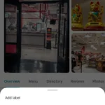 Menu tùy chọn thêm nhãn địa điểm trên Google Maps