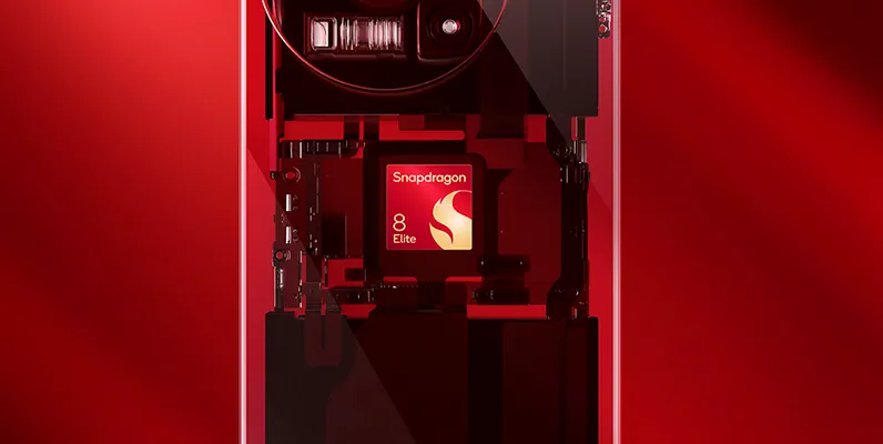 Mô phỏng điện thoại thông minh được trang bị chip Snapdragon 8 Elite mạnh mẽ, tượng trưng cho hiệu năng vượt trội của dòng Galaxy S25