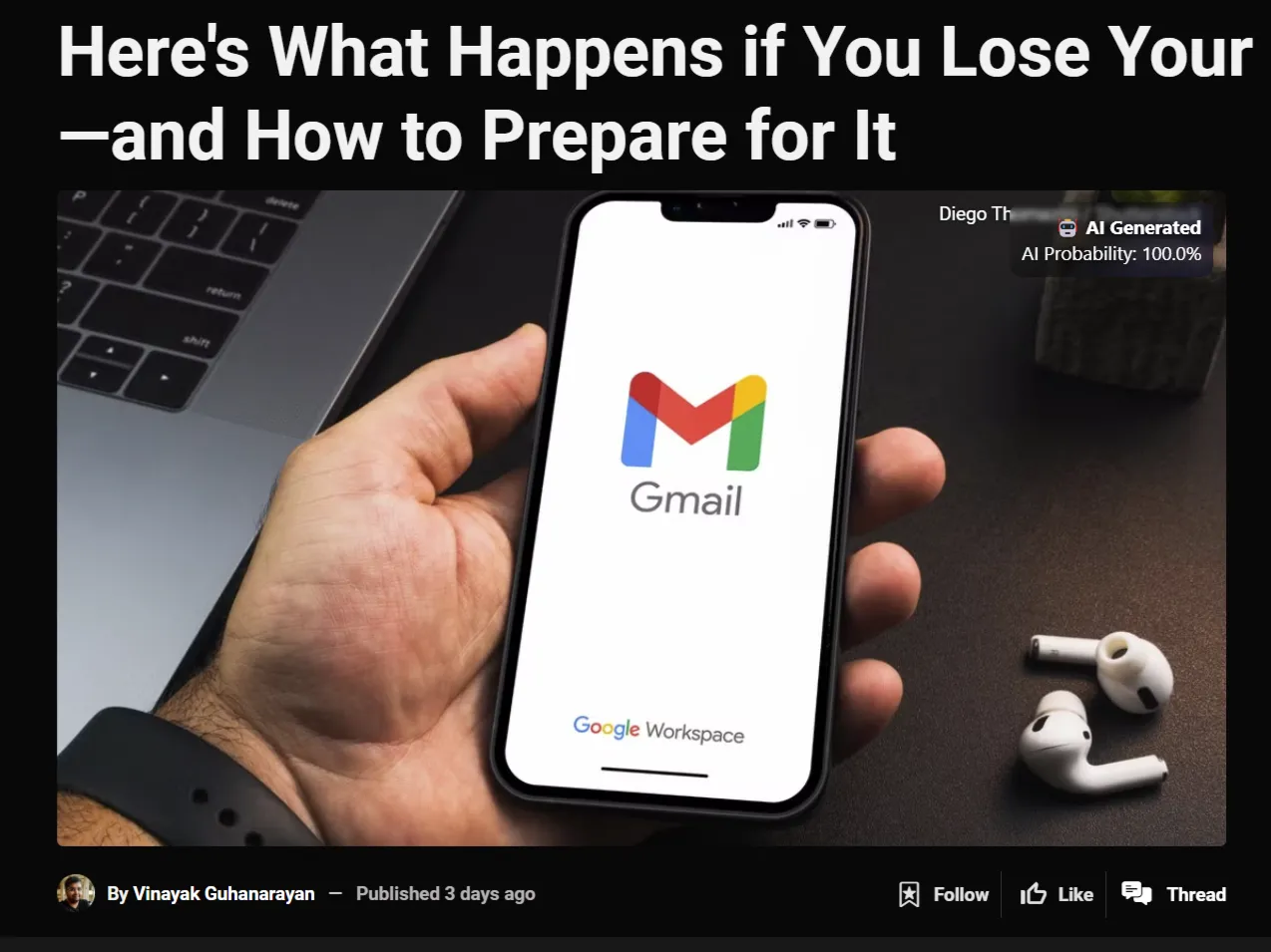 Một bức ảnh chụp thật bị tiện ích BitMind Chrome gắn cờ là do AI tạo ra