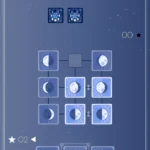 Người chơi tương tác với giao diện game The Rise of the Half Moon của Google Doodle với các thẻ bài biểu tượng mặt trăng trên bảng.