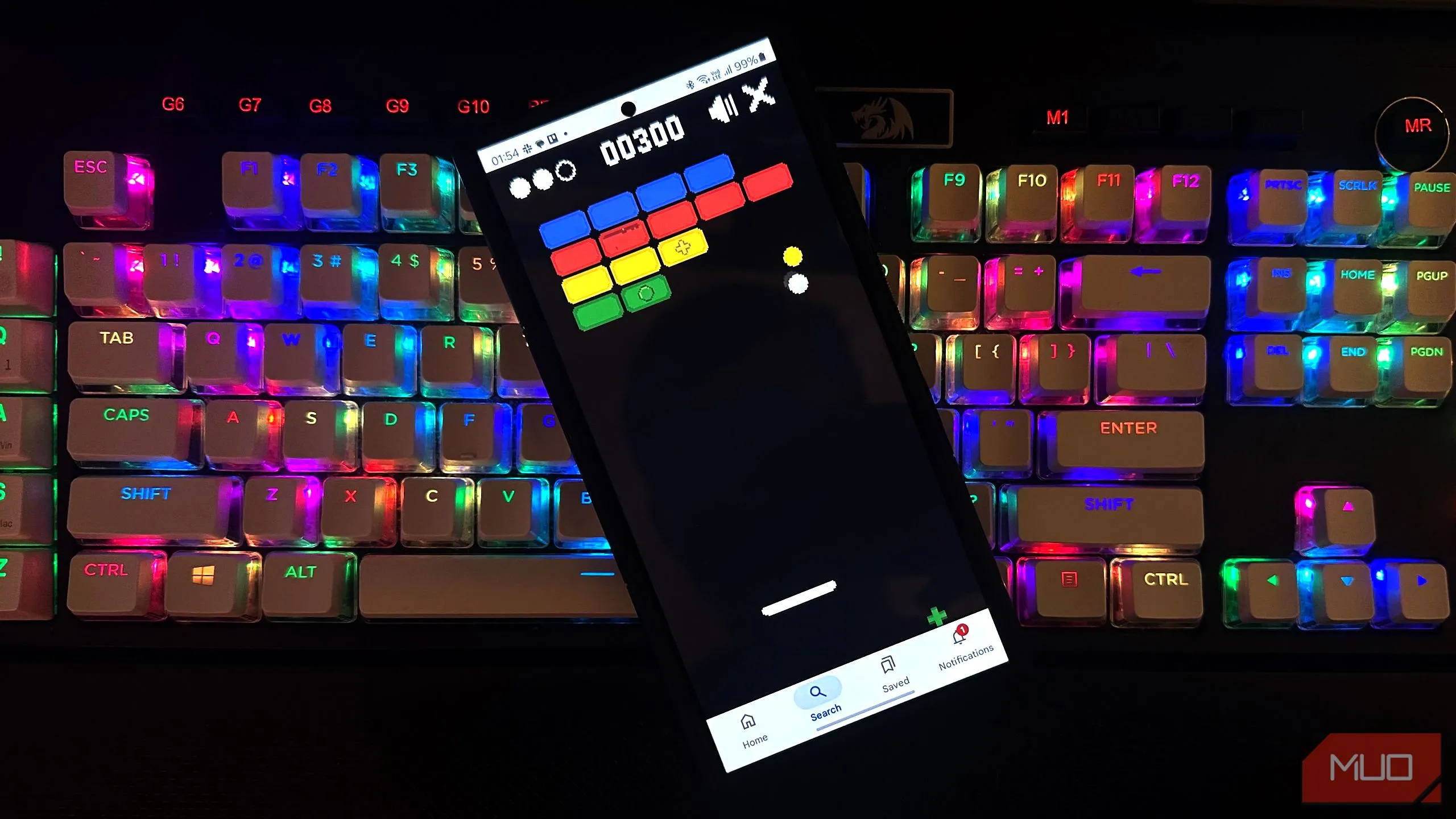 Người dùng trải nghiệm game Block Breaker trên điện thoại di động thông qua Google Search