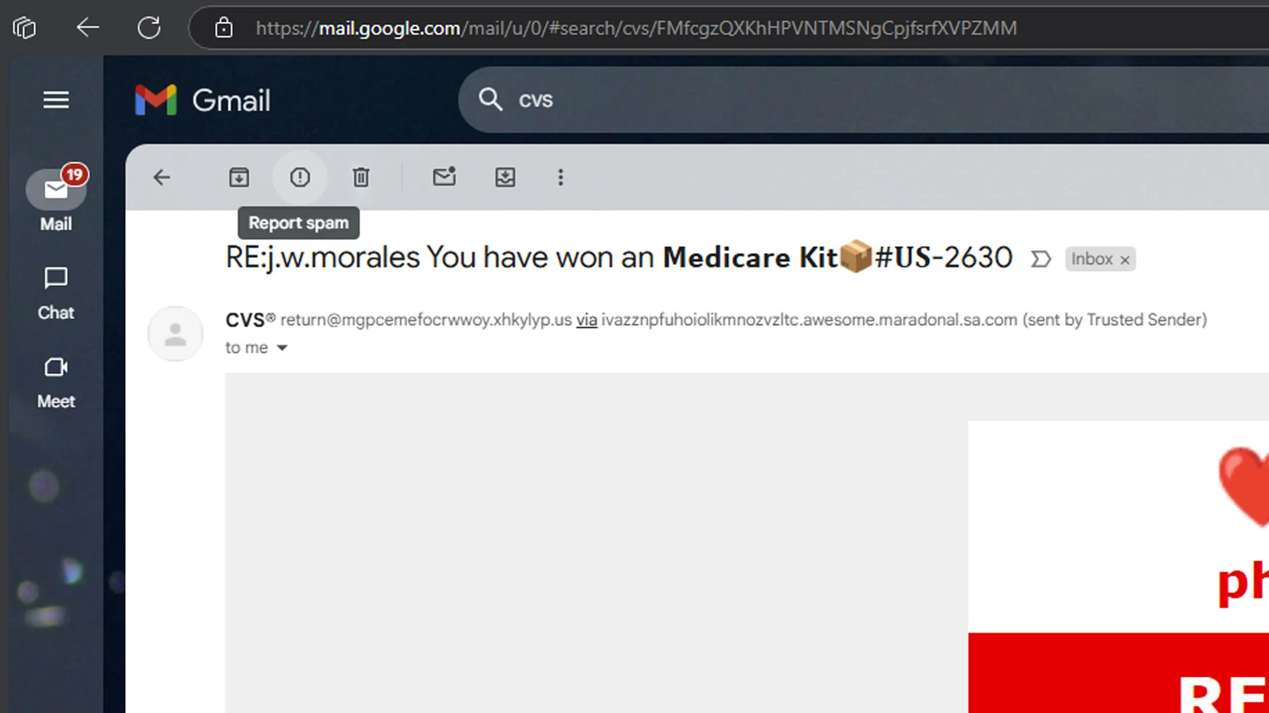 Nút &quot;Báo cáo spam&quot; trong Gmail giúp người dùng xử lý thư rác và email lừa đảo