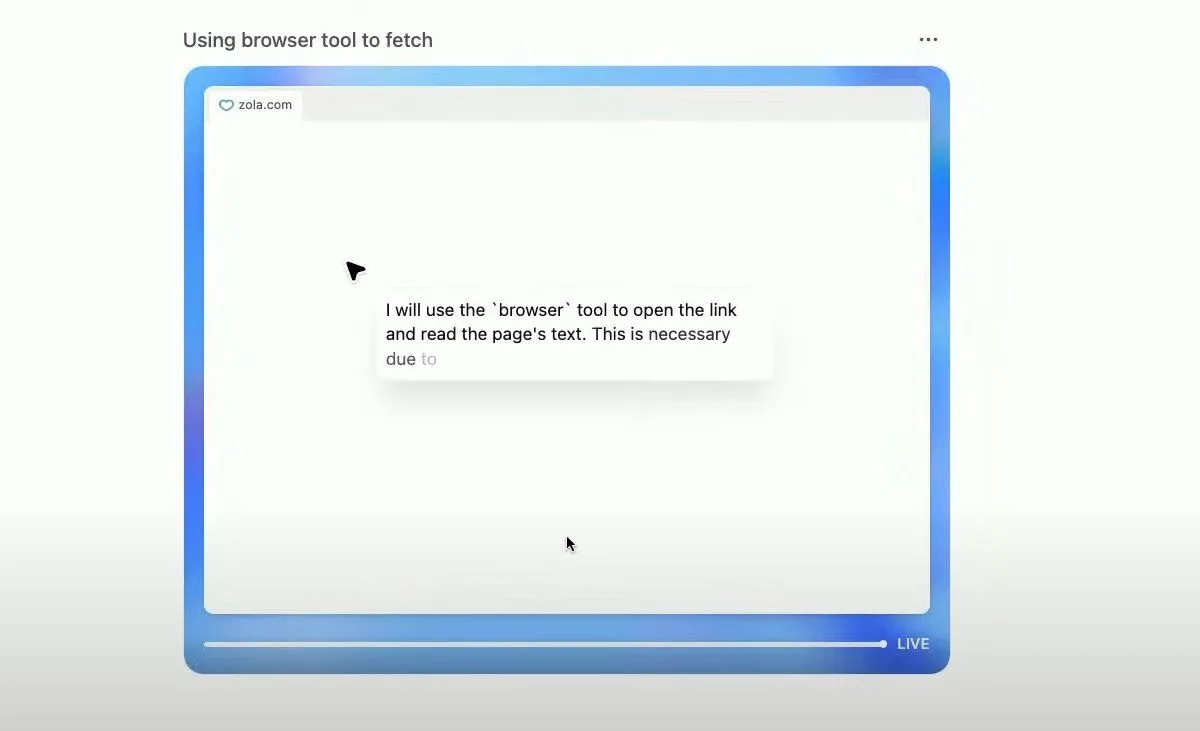 OpenAI ChatGPT Agent đang duyệt web một cách tự động.
