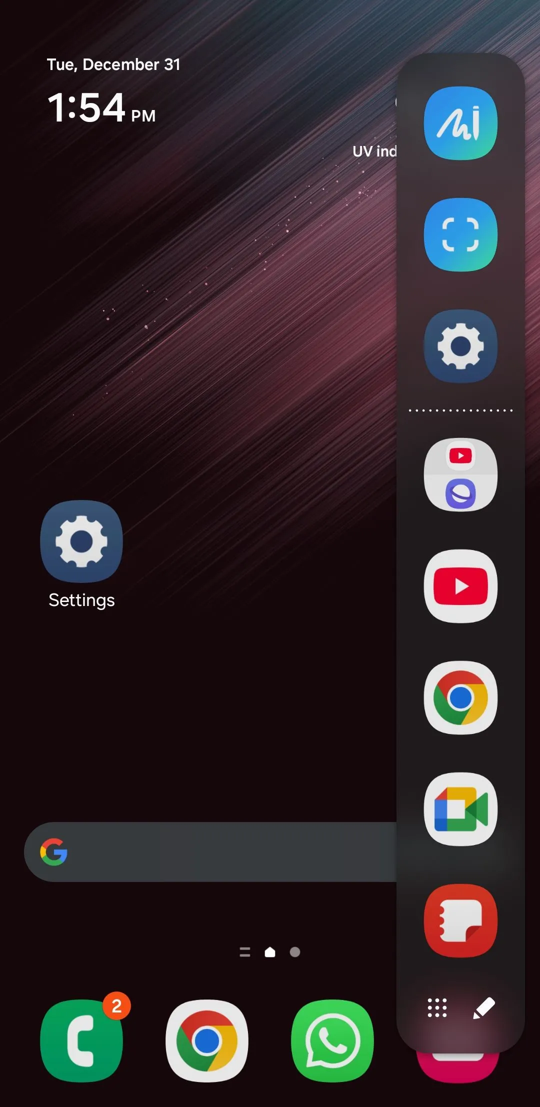 Phím tắt ứng dụng Samsung Notes trên bảng điều khiển Edge Panel