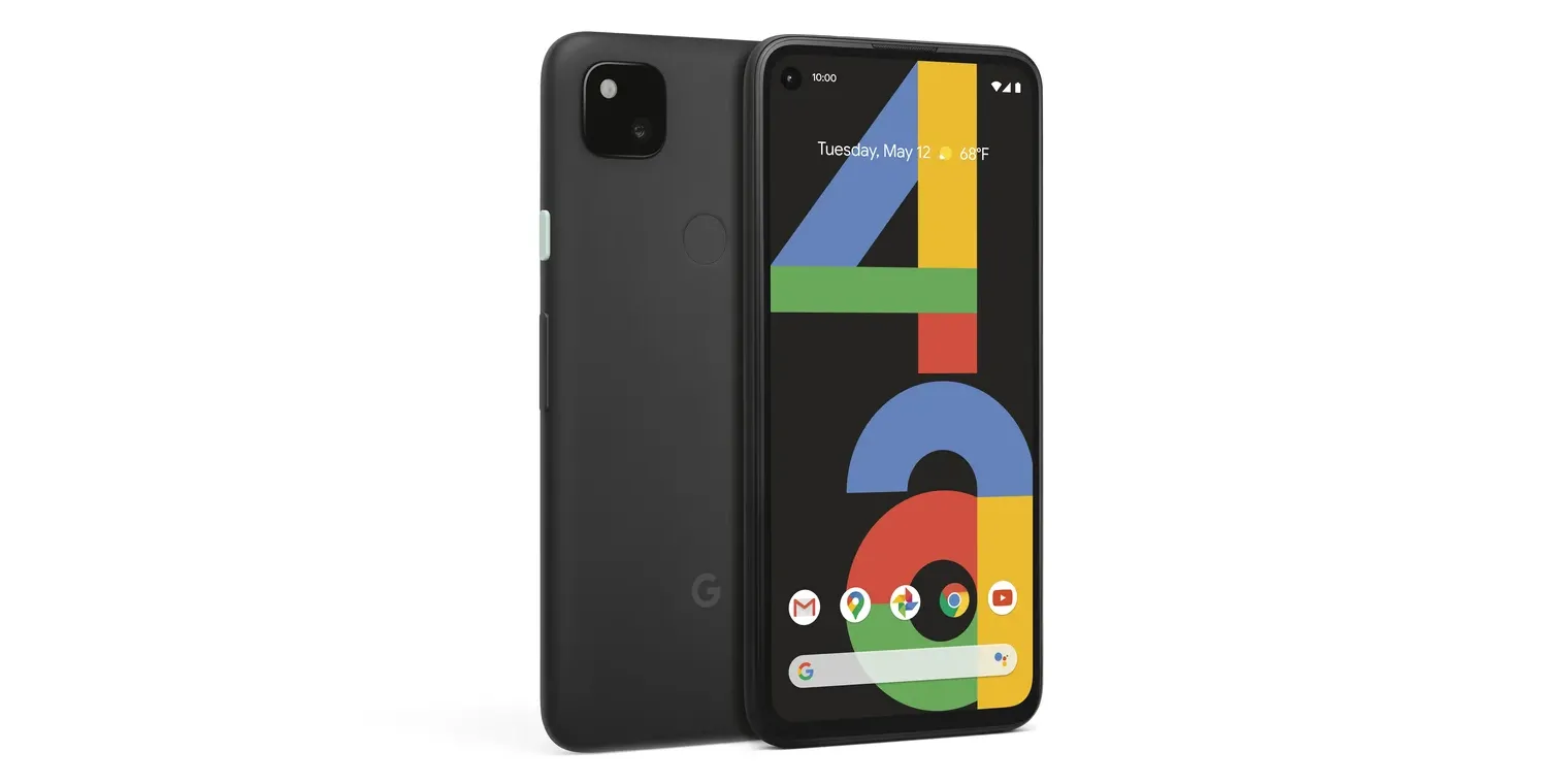 Pixel 4a mặt trước và mặt sau, thể hiện thiết kế
