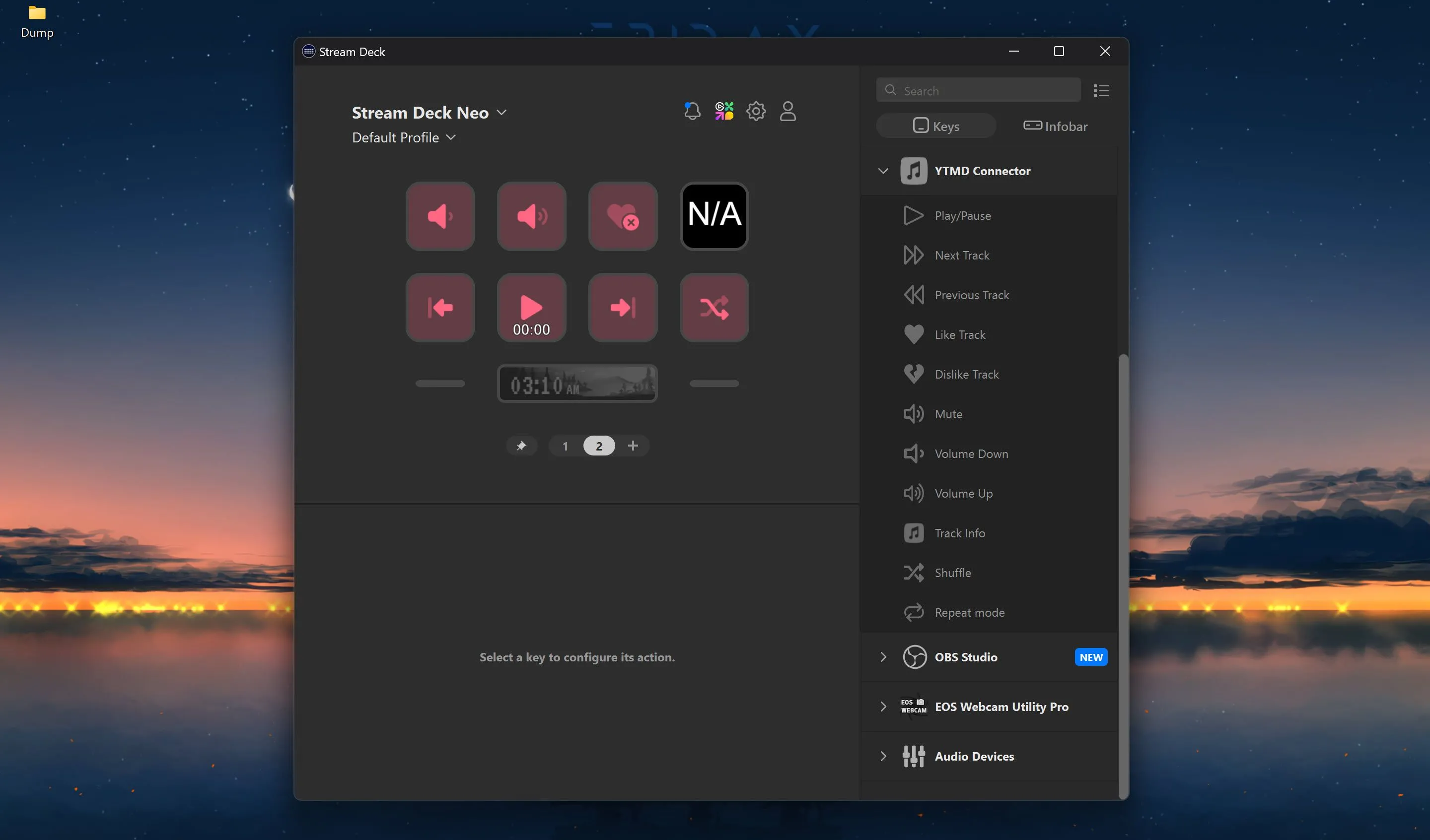 Plugin YTMD tích hợp với Elgato Stream Deck hiển thị trên màn hình Windows.