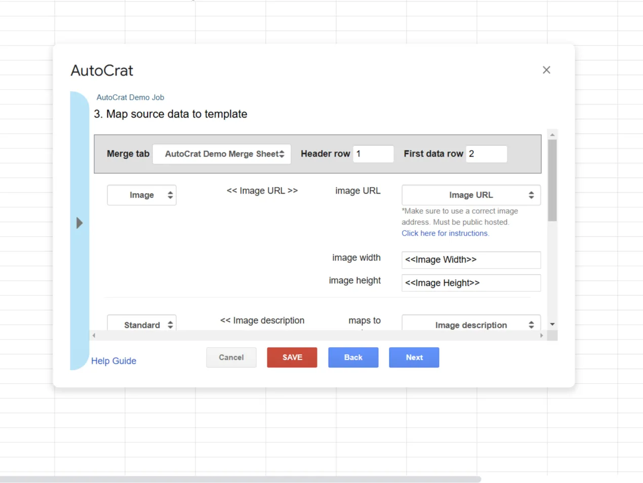 Quy trình Autocrat tự động lấy dữ liệu từ Google Sheets để điền vào mẫu tài liệu