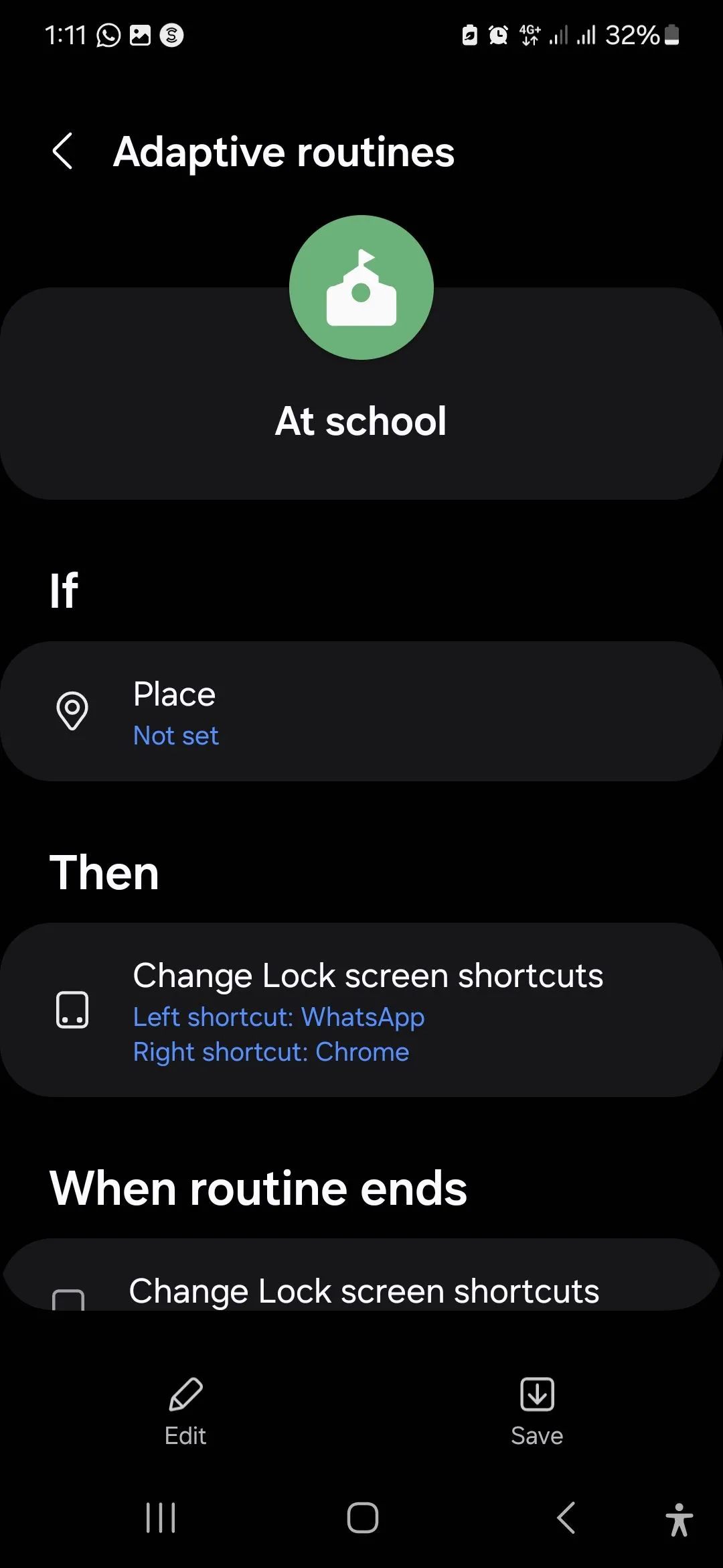 Quy trình cài đặt sẵn 'At School' trong ứng dụng Samsung Modes and Routines