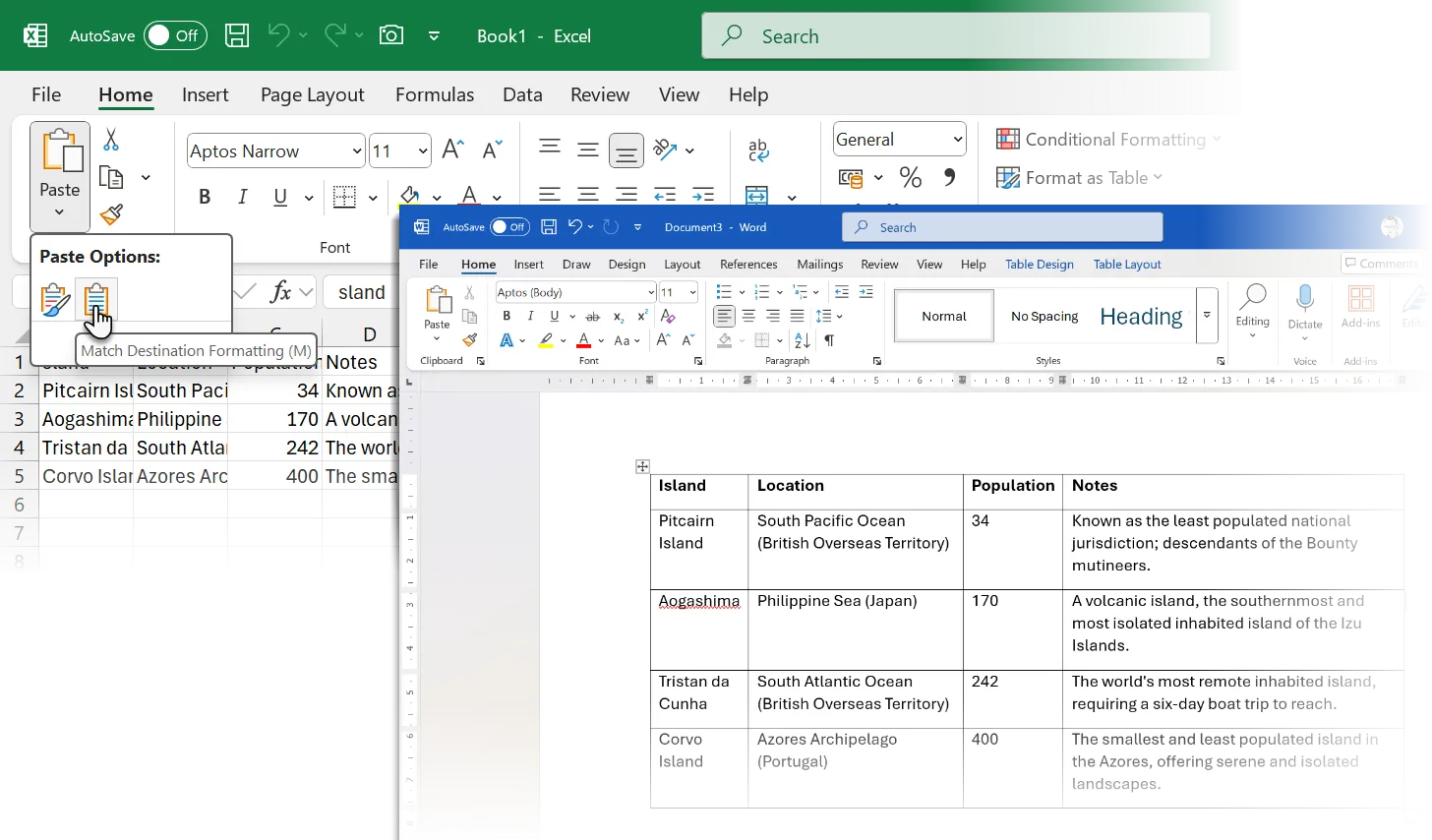 Quy trình dán bảng từ ChatGPT vào Word thông qua Excel