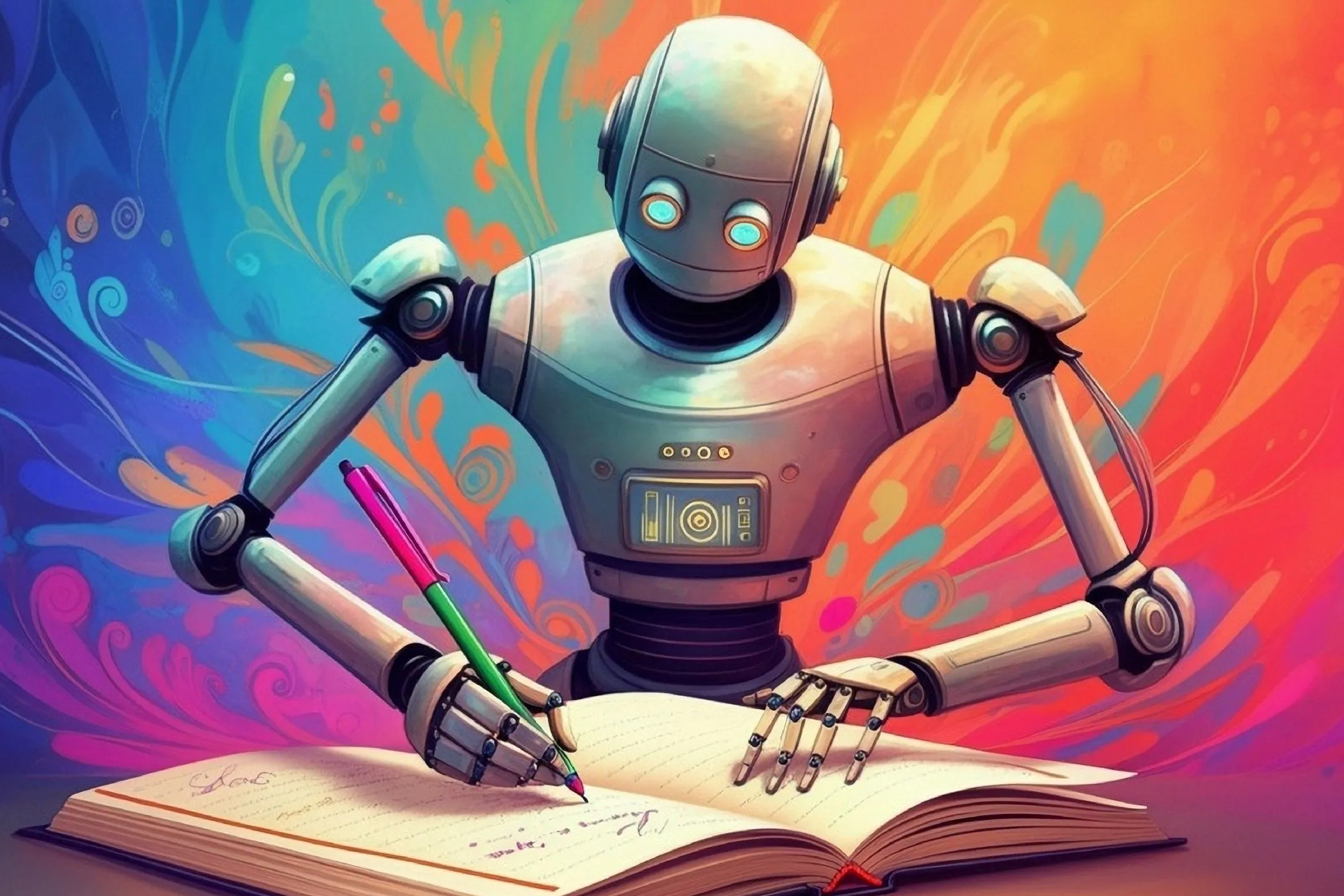 Robot đang viết nhật ký, thể hiện khả năng hội thoại tự nhiên của trí tuệ nhân tạo Claude AI