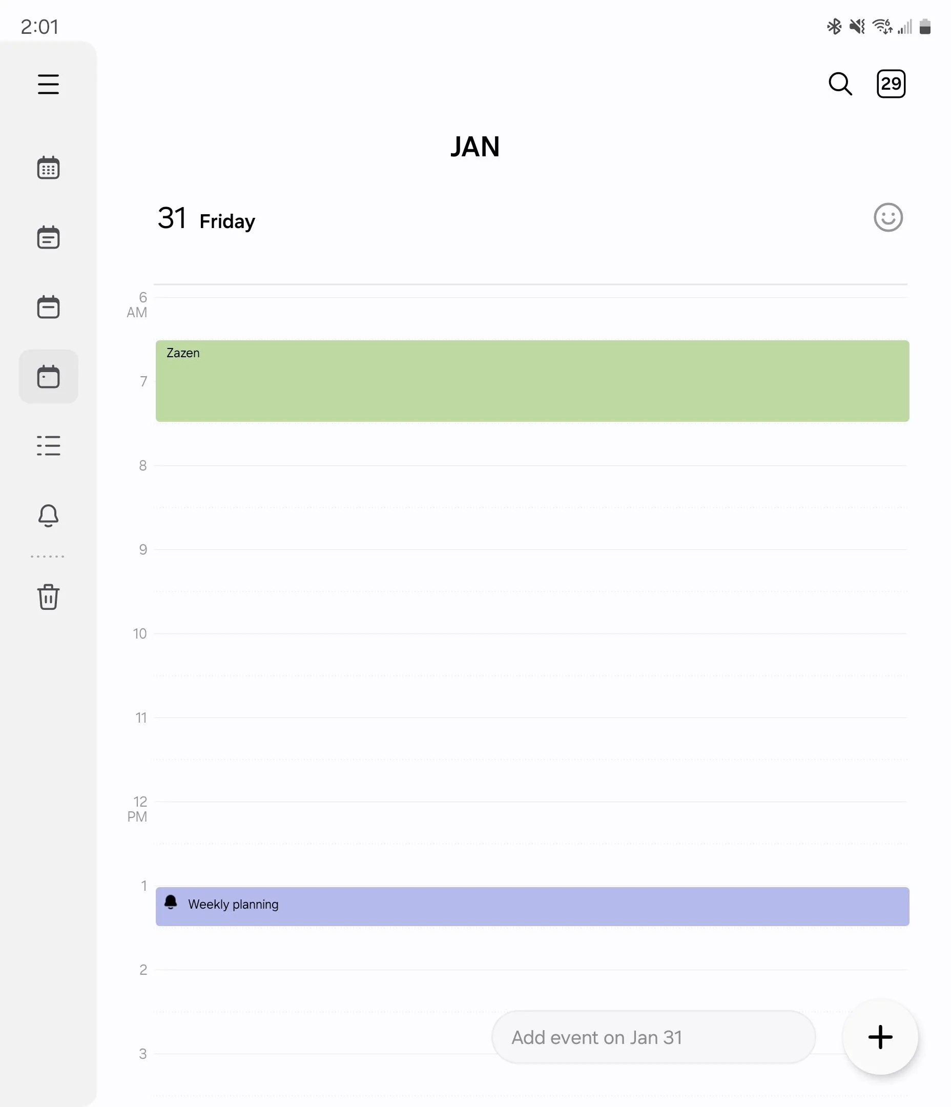 Samsung Calendar hiển thị lịch ngày tích hợp các tác vụ từ Samsung Reminder.