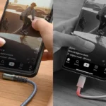 So sánh cáp sạc góc vuông Ainope và cáp sạc truyền thống, làm nổi bật sự tiện lợi của thiết kế chữ L.