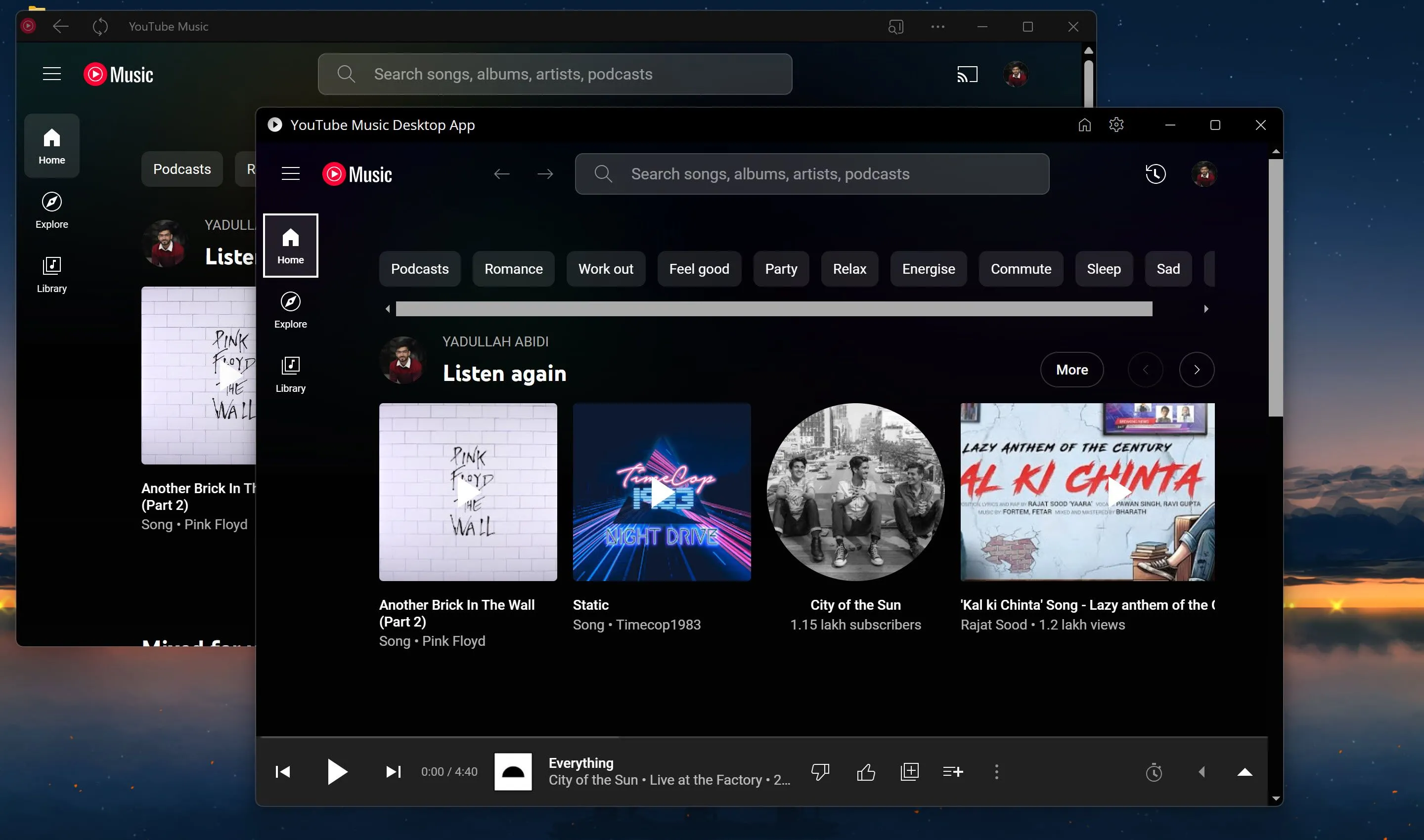 So sánh giao diện ứng dụng YouTube Music Desktop (YTMD) và YouTube Music PWA trên máy tính.