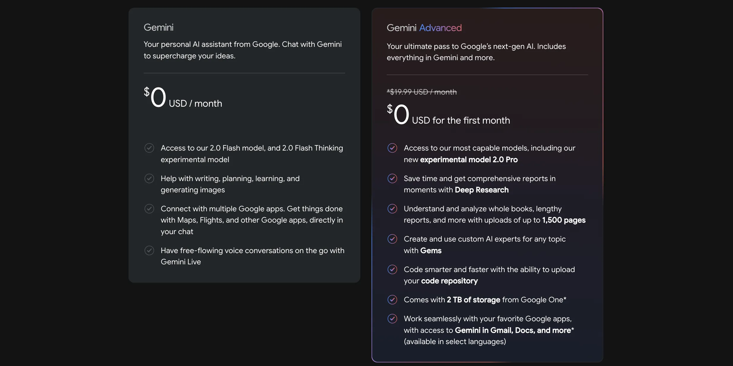 So sánh tính năng giữa Gemini miễn phí và Gemini Advanced của Google