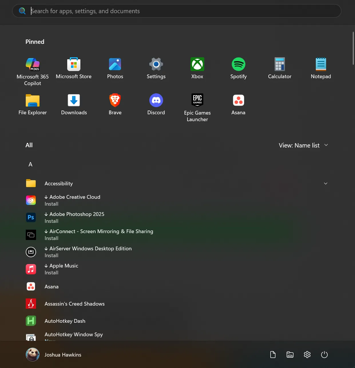 Start Menu Windows 11 Insider mở rộng hiển thị danh sách tất cả ứng dụng trực tiếp