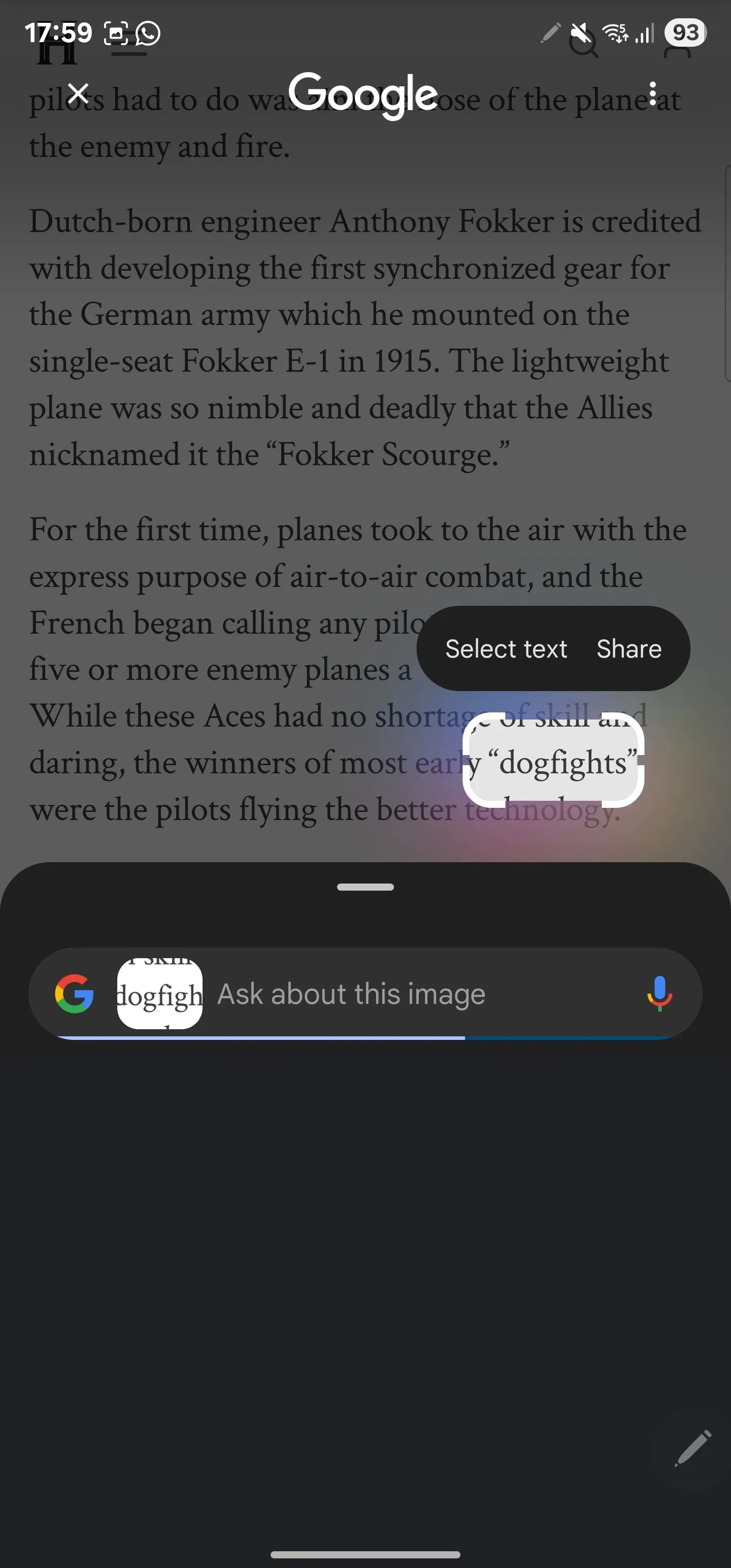 Sử dụng tính năng Circle to Search trên điện thoại Galaxy để tra cứu định nghĩa một từ.