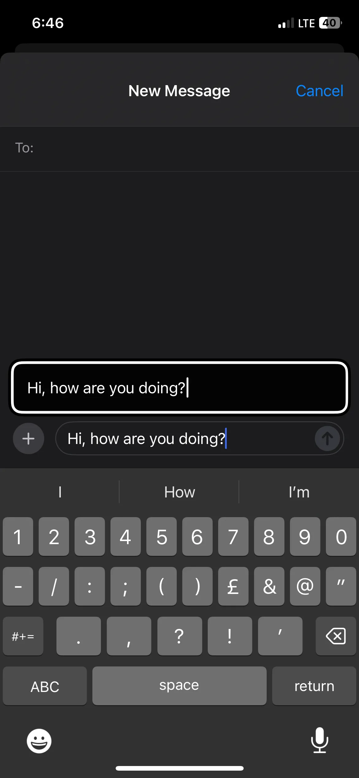 Sử dụng tính năng Gõ lướt (Hover Typing) trên bàn phím iPhone.