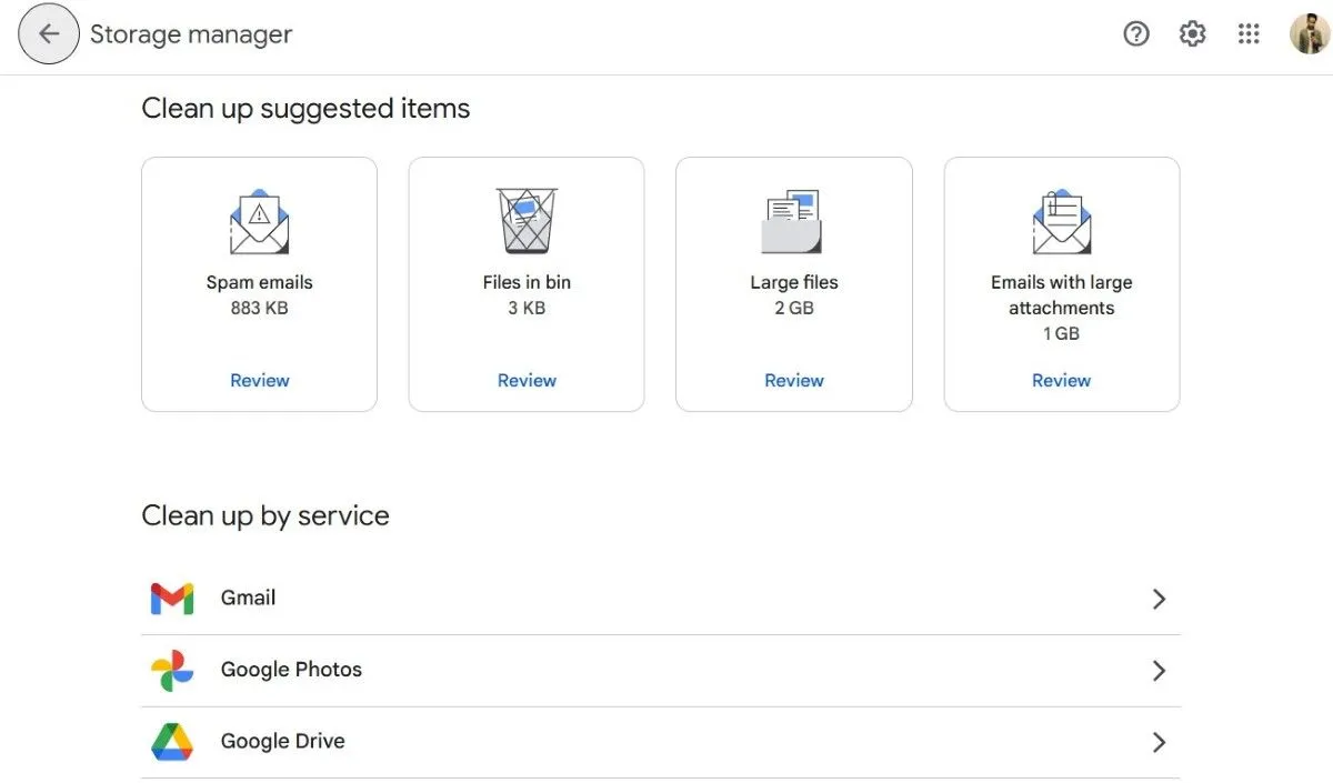 Sử dụng trình quản lý bộ nhớ Google Drive để dọn dẹp không gian