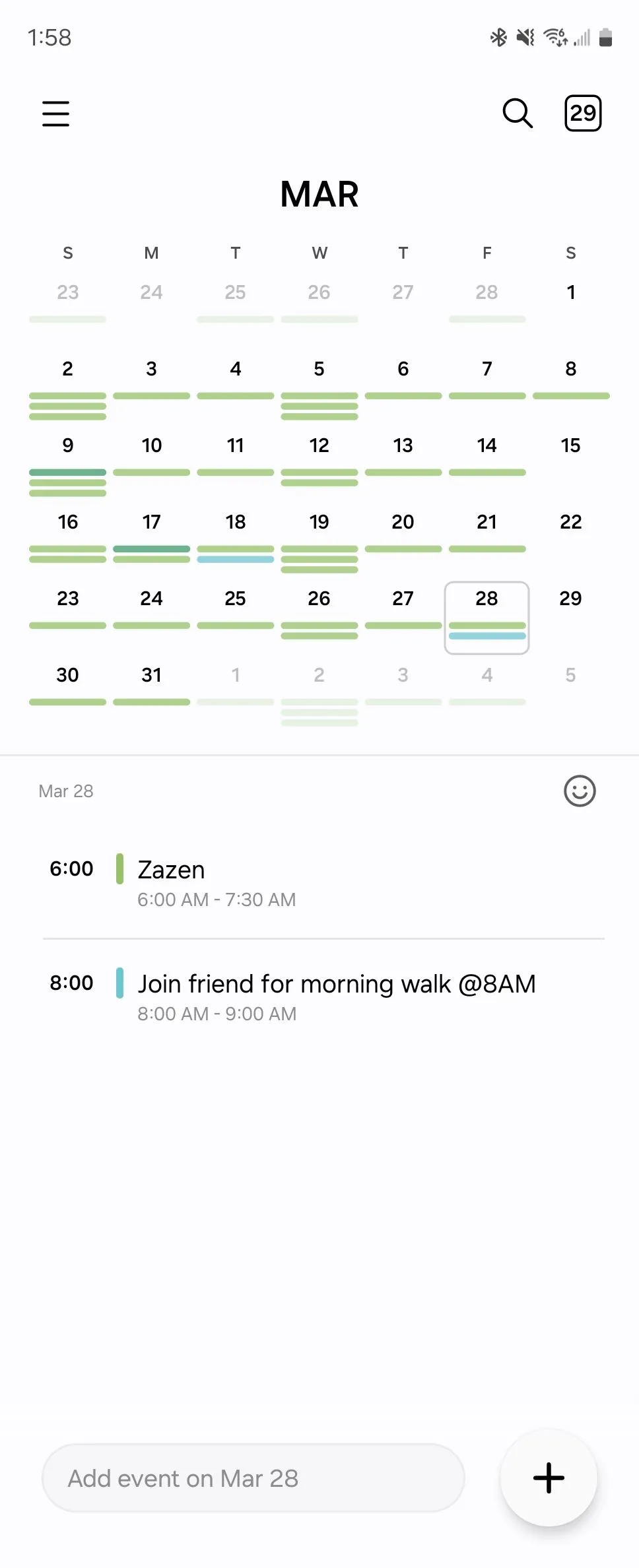 Sự kiện &quot;Parent Teacher Conference @4PM&quot; được tạo tự động trong Lịch Samsung.