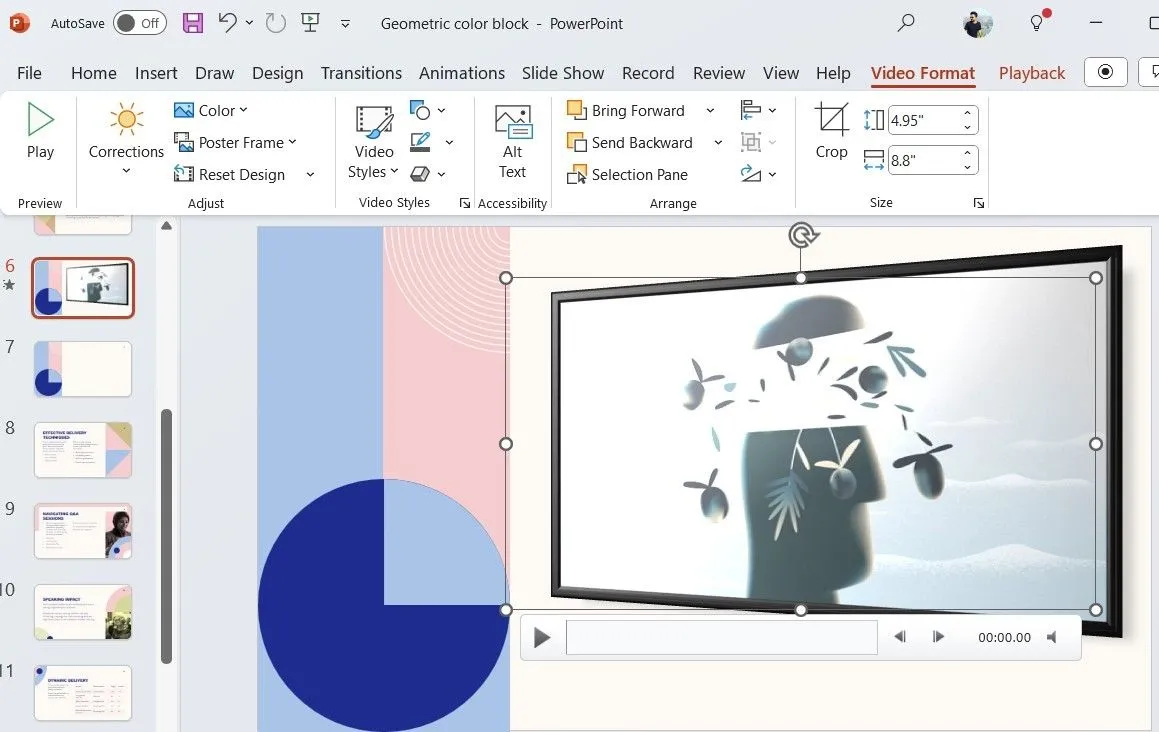 Tab Định dạng Video (Video Format) trong PowerPoint