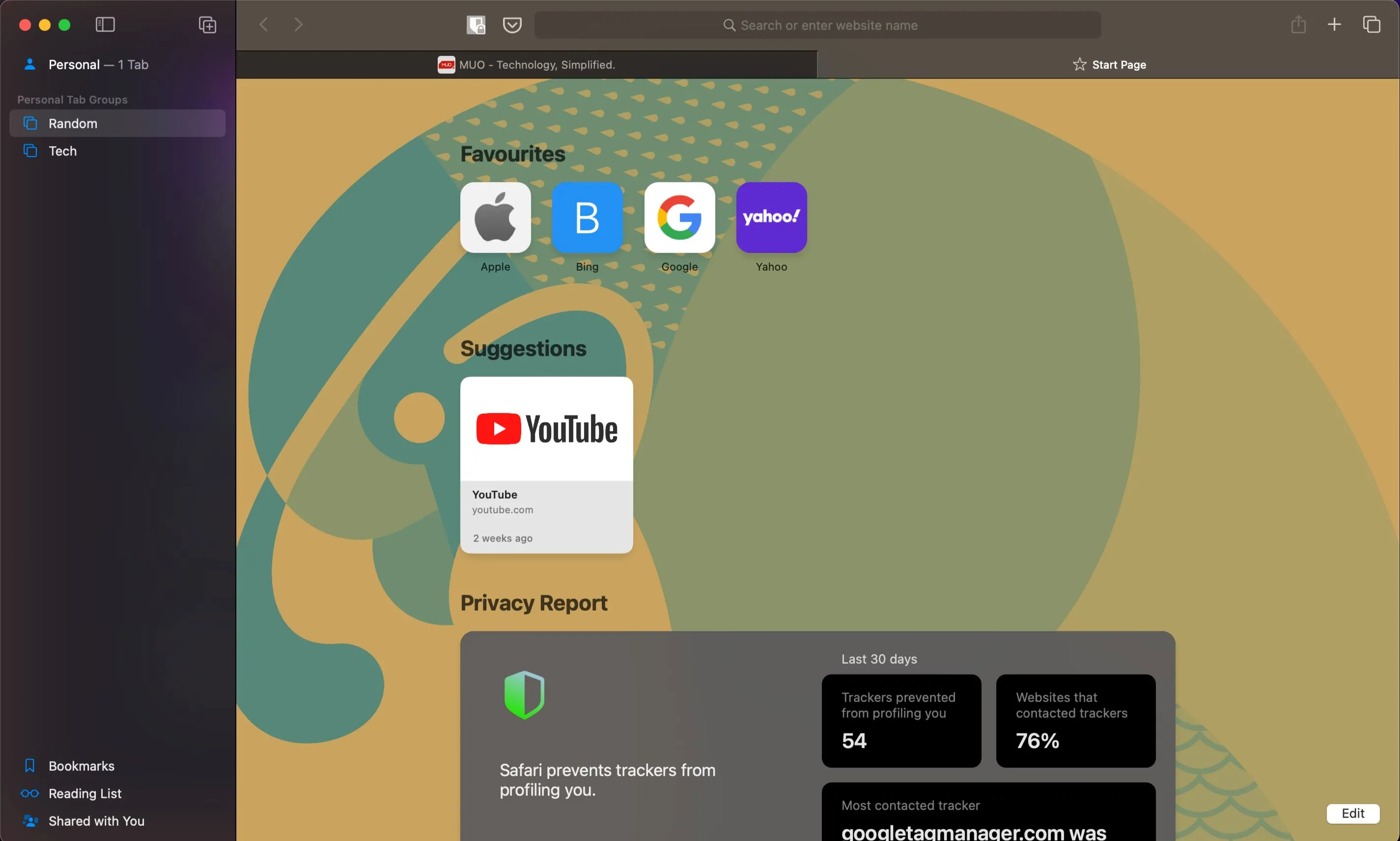 Tab mới của trình duyệt Safari trên macOS, tối ưu cho hệ sinh thái Apple và trải nghiệm mượt mà.