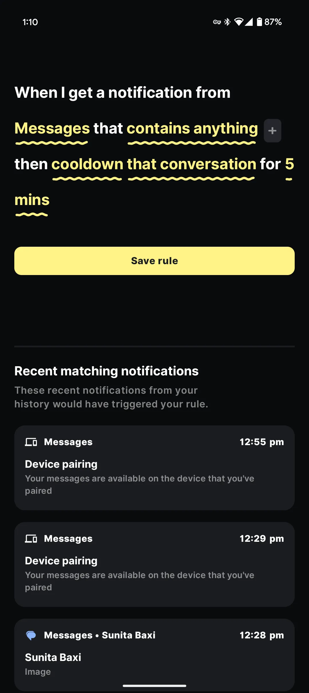Tạo quy tắc mới để quản lý thông báo trong ứng dụng BuzzKill Android