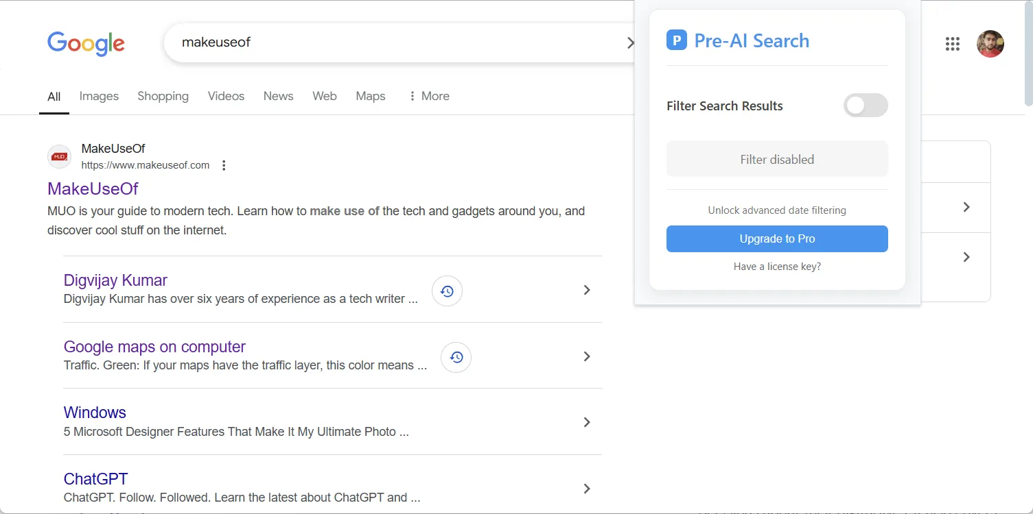 Tắt tiện ích Pre-AI Search để xem kết quả tìm kiếm mới nhất