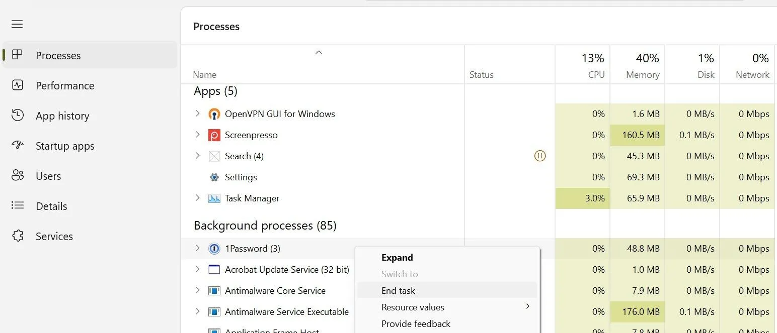 Tắt ứng dụng chạy nền Windows, quản lý tiến trình nền để tăng tốc hiệu suất máy tính